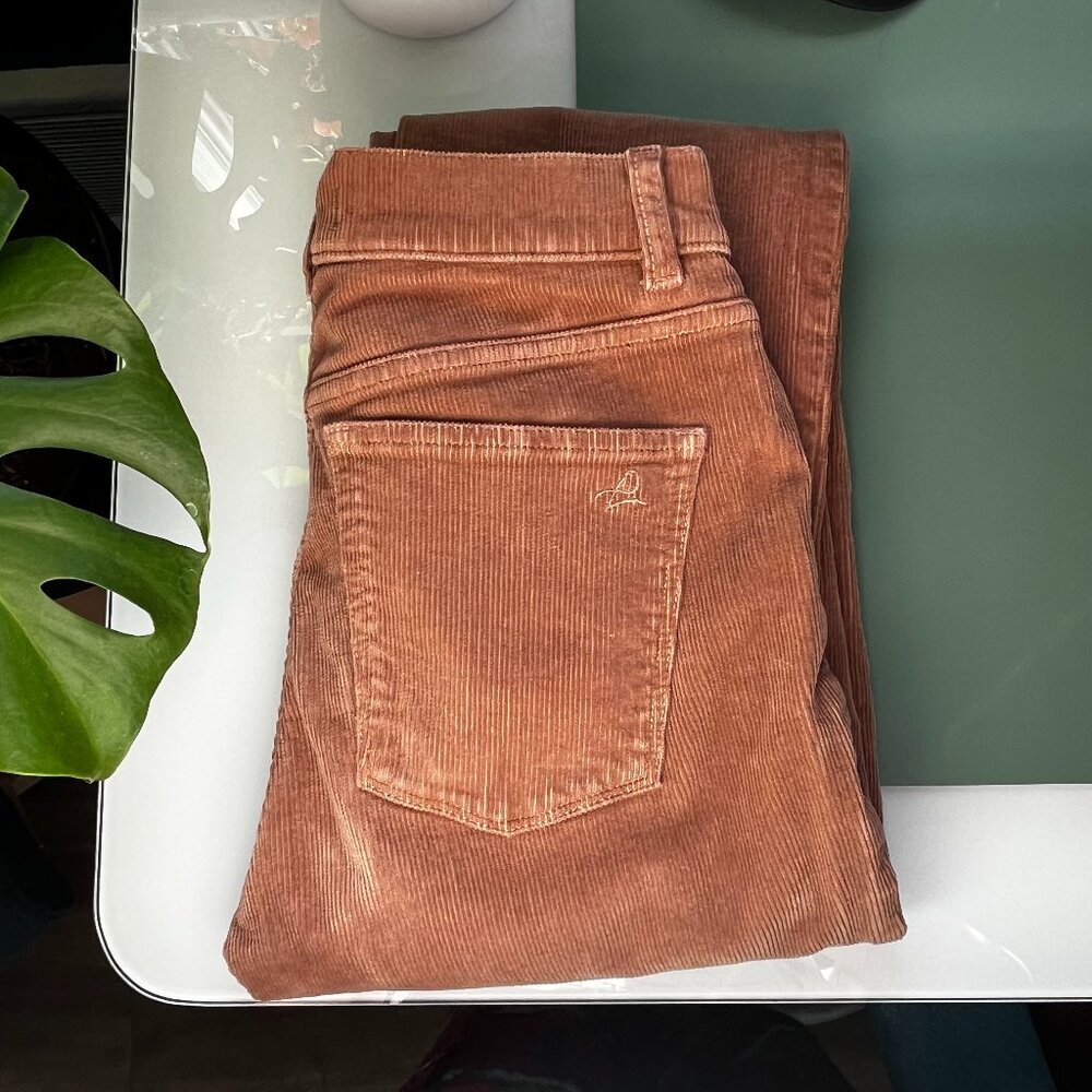 DL1961 Patti Straight Vintage High-Rise Ankle Corduroy in Teddy Taupe - Size
